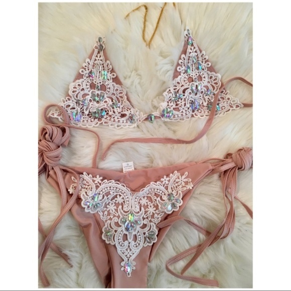 NEW! Jeweled Lace Bikini - Picture 7 of 8